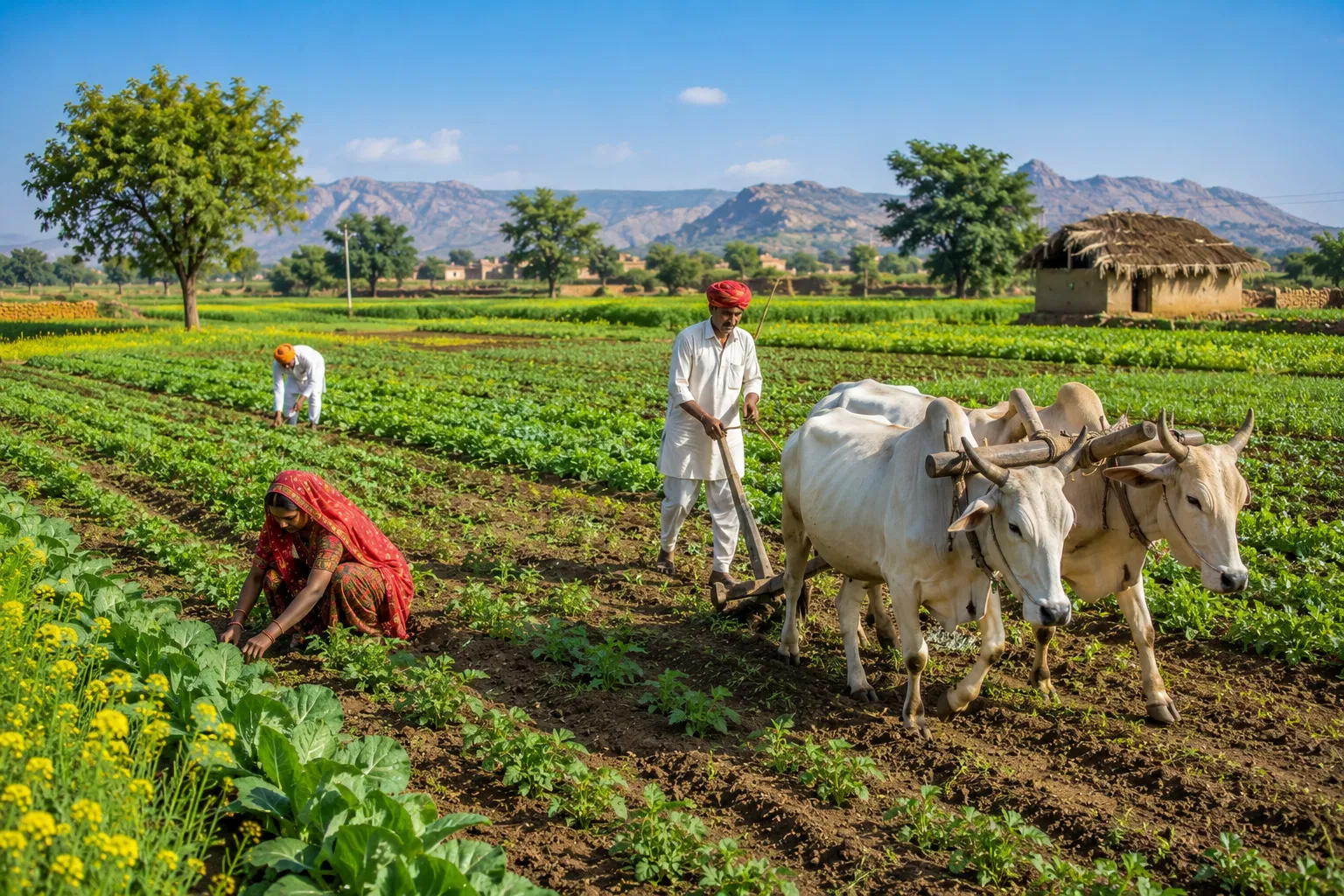 Traditional farming life in a Rajasthan village