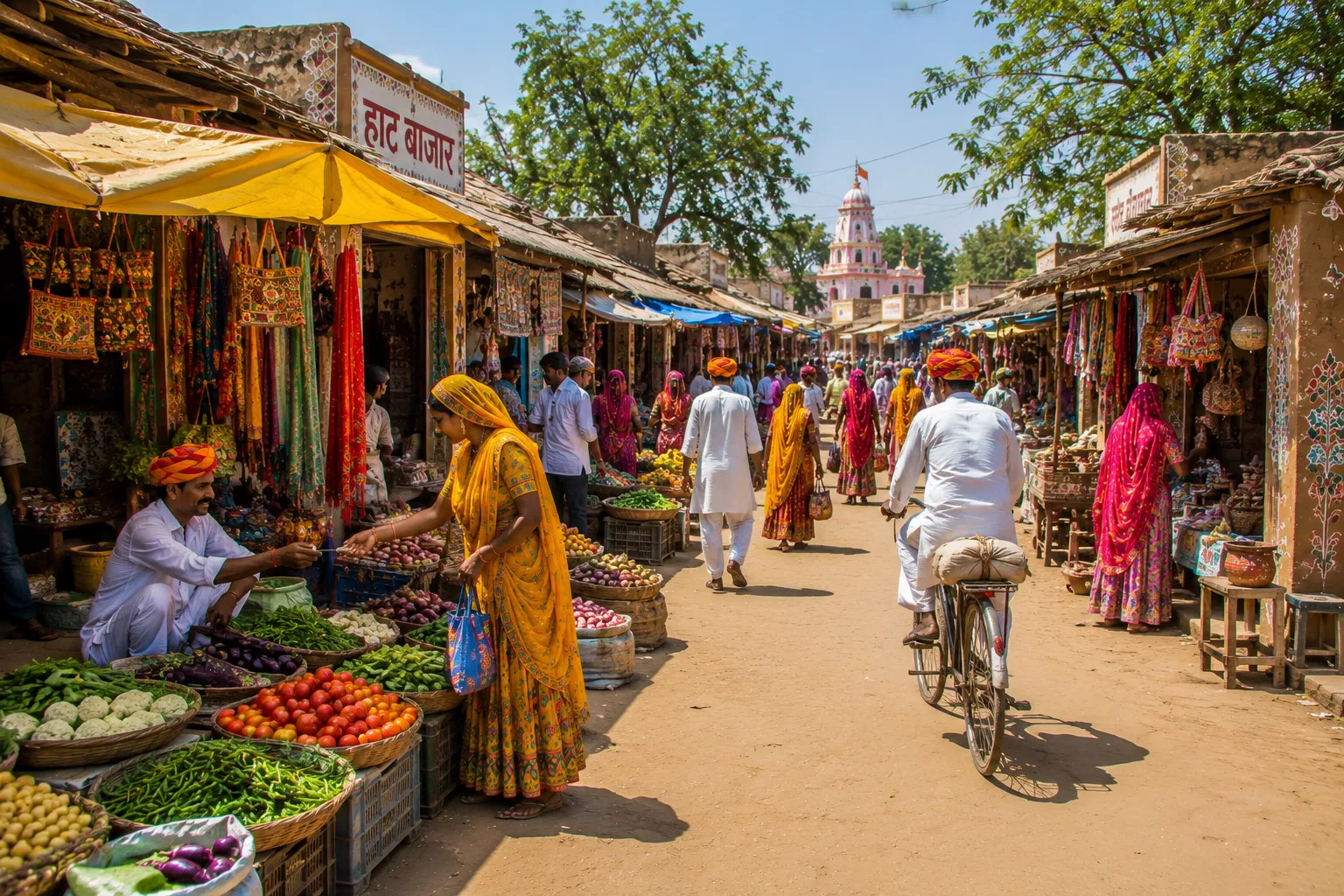 Traditional local village market in Rajasthan