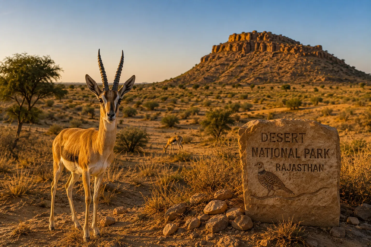 Wildlife landscape of Desert National Park Rajasthan