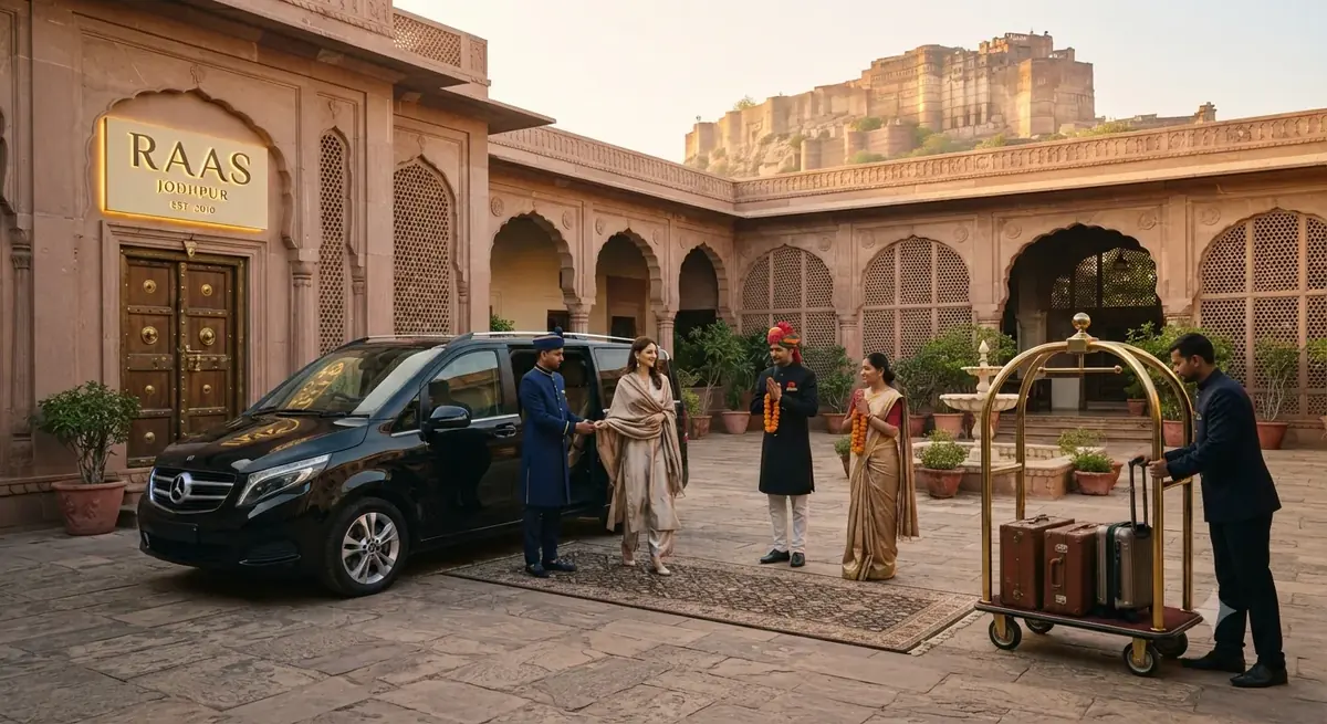 A premium private arrival at a luxury heritage property.