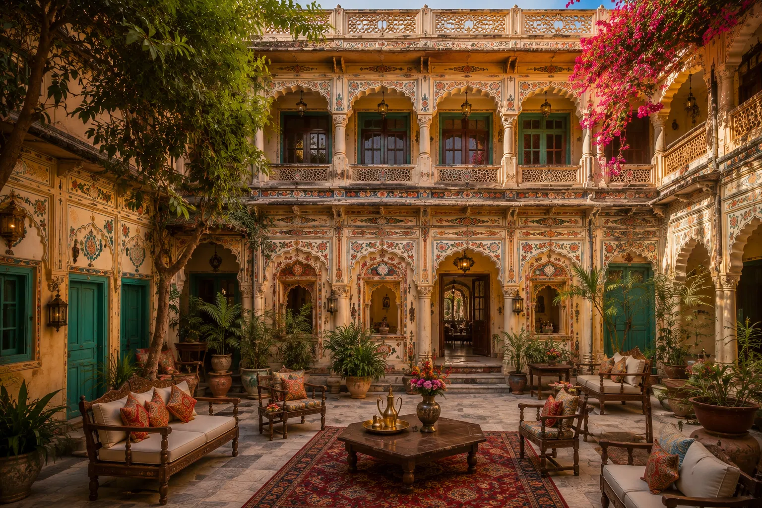 Traditional heritage haveli courtyard in Rajasthan