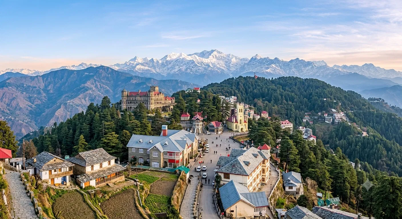 Shimla hill station surrounded by Himalayan mountains