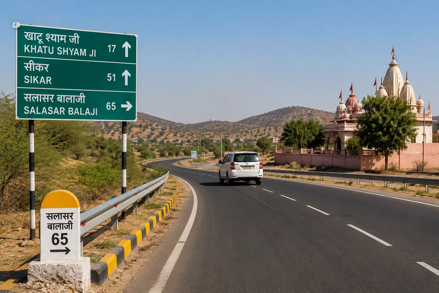 Private car journey from Jaipur to Khatu Shyam and Salasar
