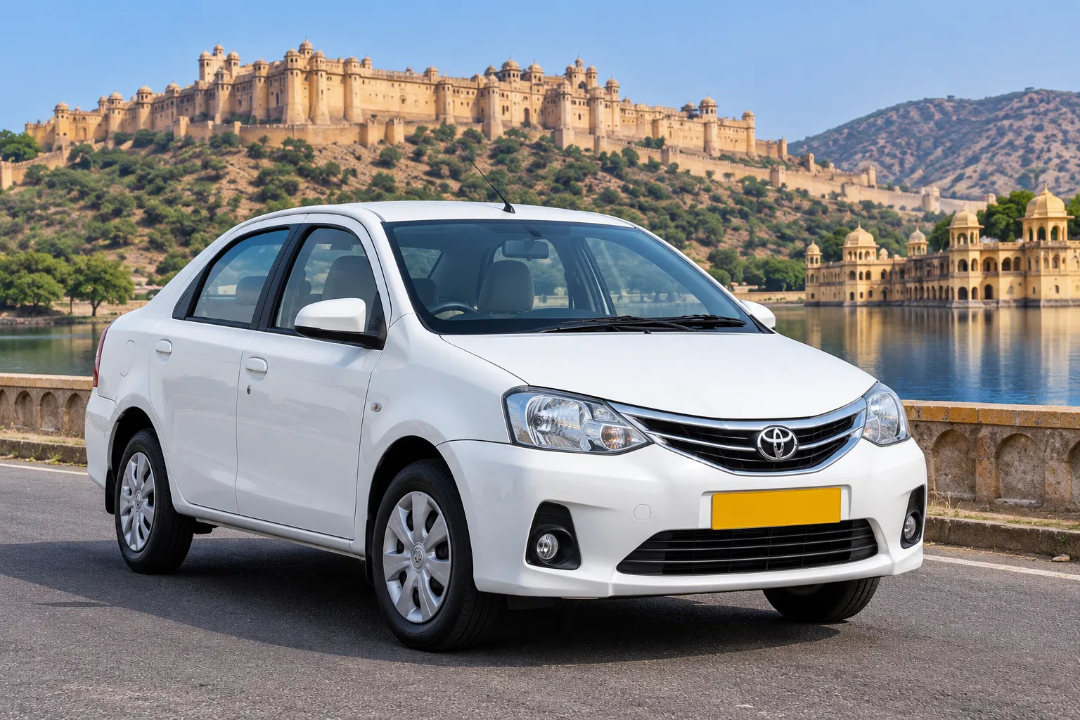 Toyota Etios car rental with driver in Rajasthan